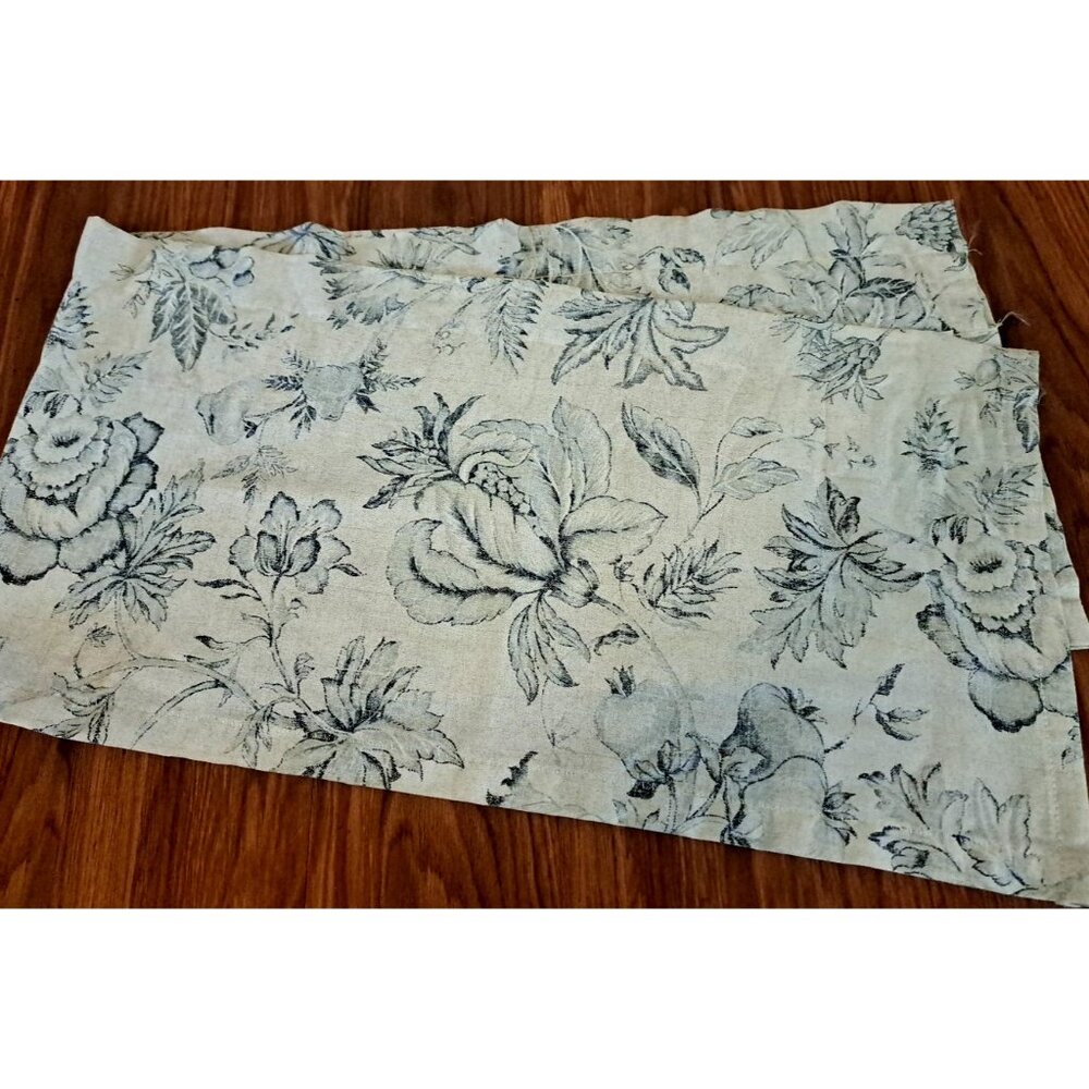 Blue & Beige Floral Curtain Valance JC Penney USA Made Cottage Baroque 60x18